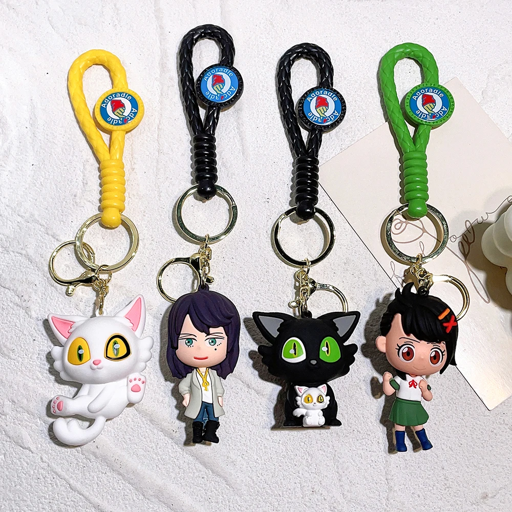 Japanese anime Suzume cute black cat white cat keychain Keyring Car Key Holder for Party Accessories Birthday gifts for holidays