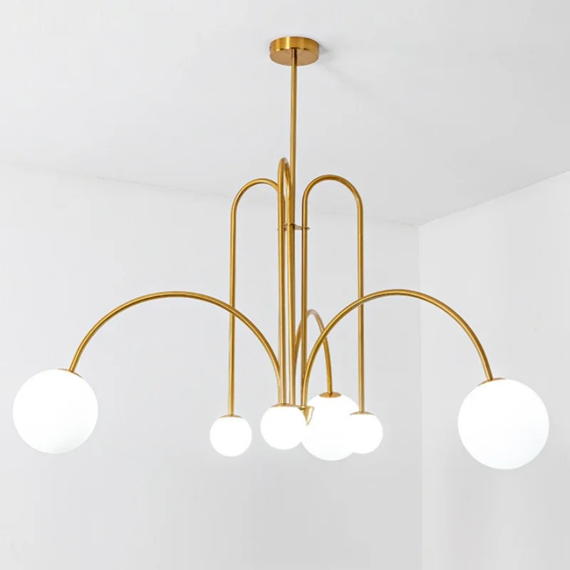 Geometric Modern LED Ceiling Chandeliers Danish Design Simple Glass Ball Hanging Lamps for Living Dining Room Home Decor