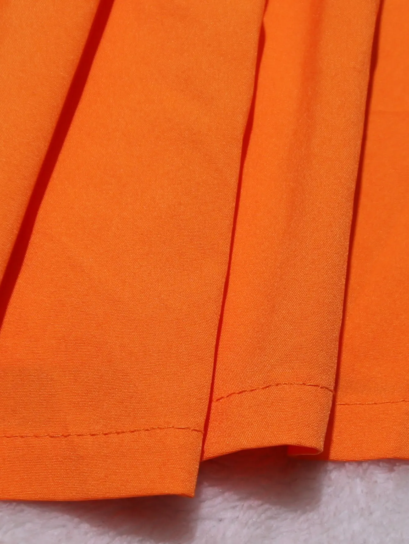 Vestido polo laranja de manga curta, vestido casual versátil de verão