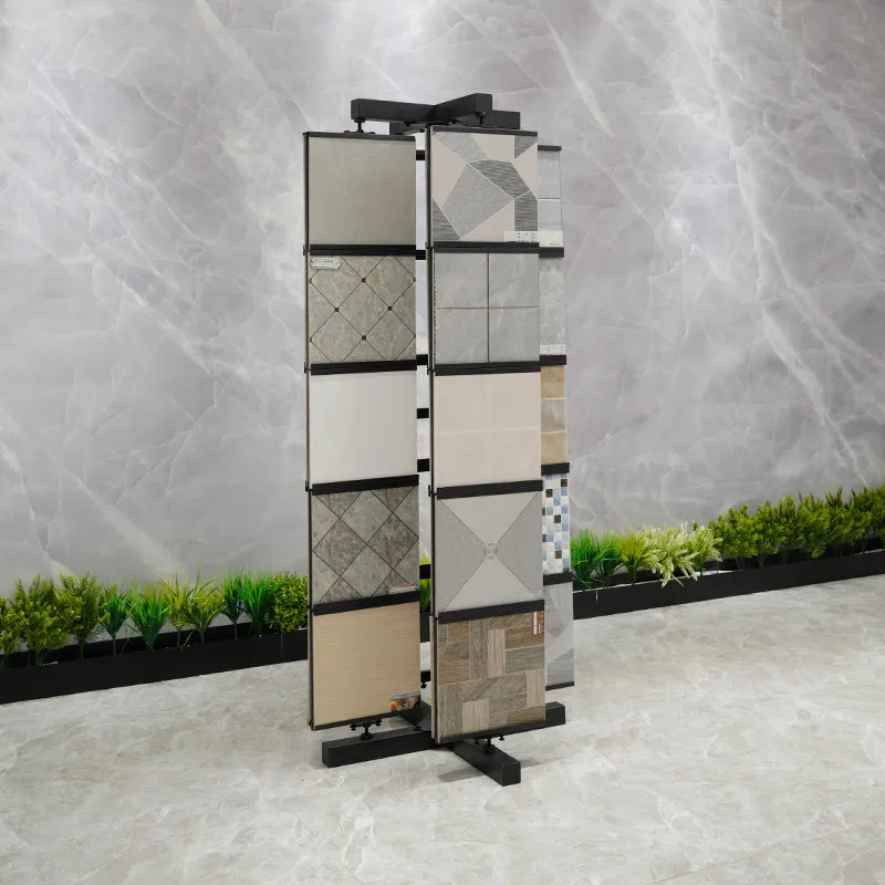 Tile shop display stand Rotatable aluminum gusset sample holder Marble color card holder