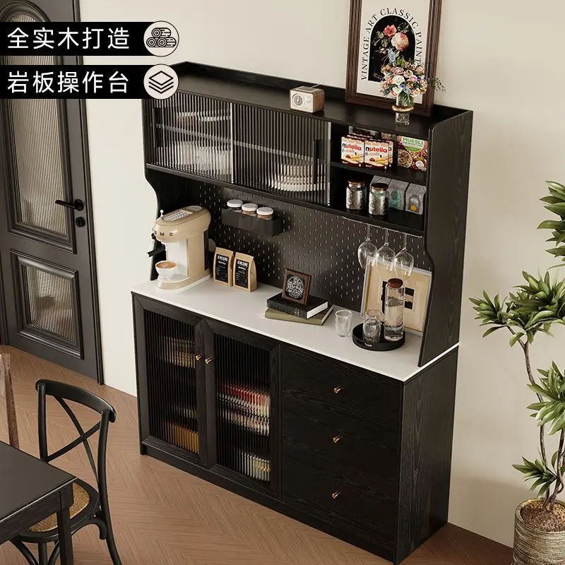 Full solid wood dining side , oak black retro tea , locker, living room wine cabinet, French home