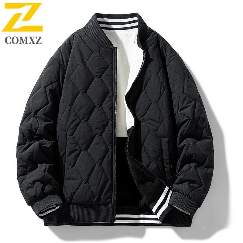 سترة قطن رجالية 2025 جديدة على الوجهين سميكة مقاومة البرد الدافئة البيسبول طوق سترة الملابس الشتوية في الهواء الطلق سترة قطن #3
