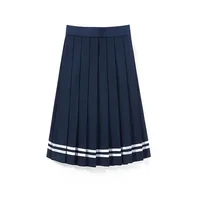 60CM Length High Waist Pleated Skirt Ladies Summer Clothes Women A Line Harajuku Korean Black Midi Skirt For School Girl Uniform 4