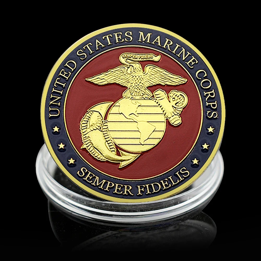 Gold Plated US Marine Corps Commemorative Coin Semper Fidelis Collectibles Art Souvenir Military Challenge Coin #1