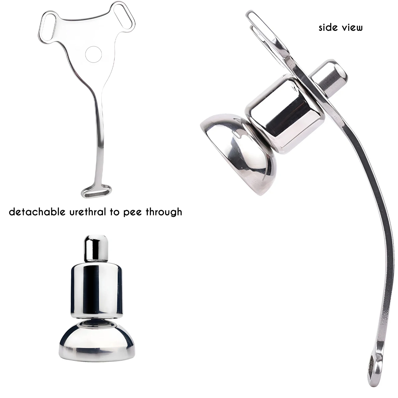 FRRK-235 Sissies Strapon plat MTF Cage de chasteté dispositif avec Silicone réaliste gode serrure vaginale pénis pince coq Cage Sex Toy