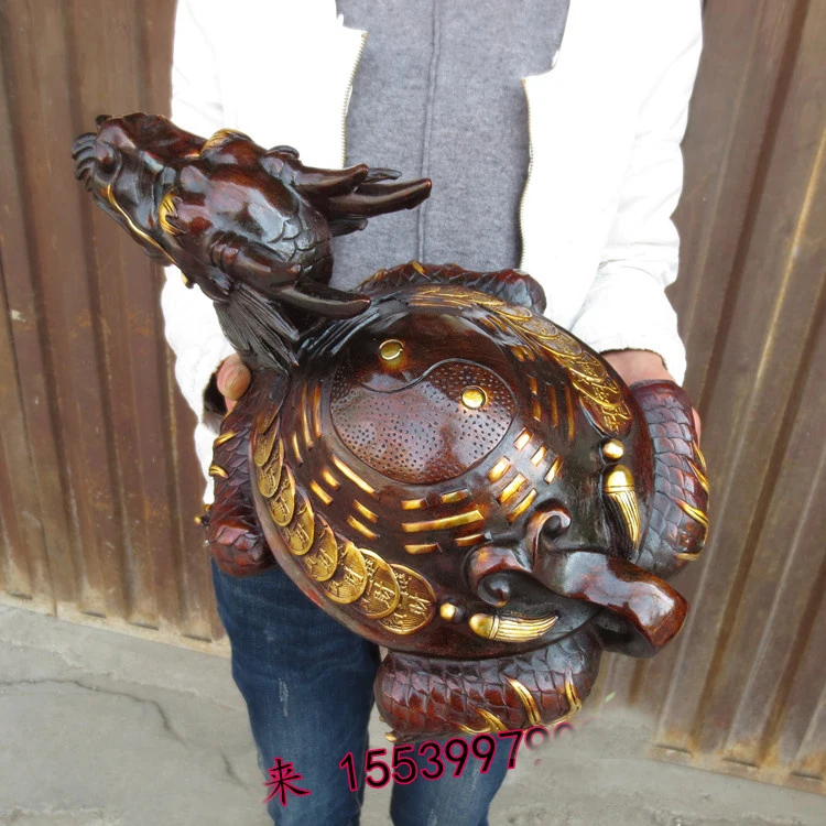 36CM large Huge # home Porch lobby efficacious Protection Mascot thriving business bronze dragon turtle BA GUA FENG SHUI art