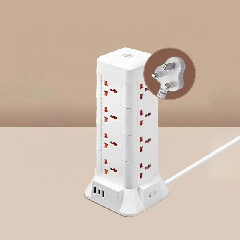 Power Strip 16 Port Socket	Power Strip With 2 USB+1PD Tower Stand Wireless Fast Charging