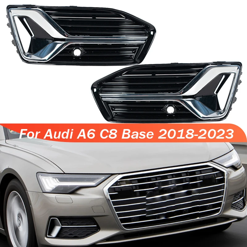 

Black Front Bumper Grille Fog Lamp Cover Car Accessorie For Audi A6 C8 Base 2018 2019 2020 2021 2022 2023