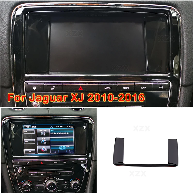 For Jaguar XJ 2010-2016 ABS Bright Black Car Center Console Navigation Decoration Frame Cover Trim Stickers Car Interior Aparts