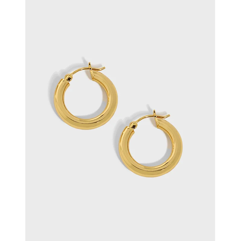 

Korean version Instagram original niche versatile geometric circle texture S925 pure silver earrings for women
