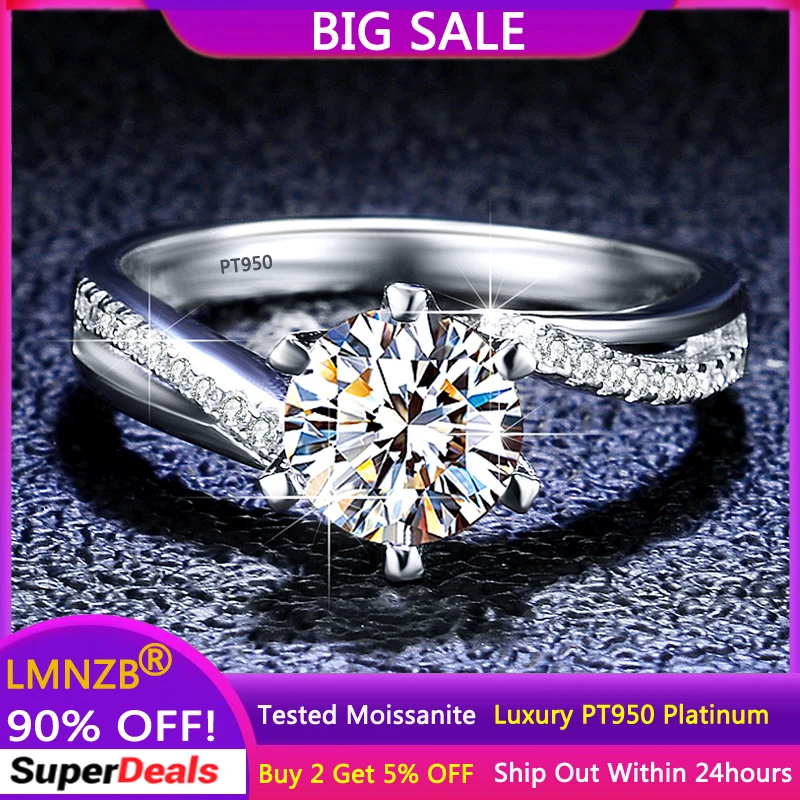 2023 New Arrival  PT950 Platinum Proposal Ring for Women 1.0ct Moissanite Diamond with GRA Certificate Wedding Bague