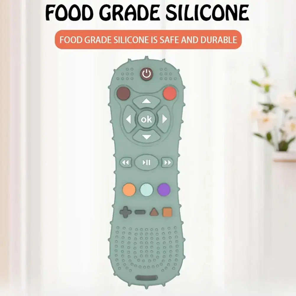 Baby silicone remote control teether baby anti-eating hand teething stick cartoon soothing teething toys cognitive teething toy - view 5