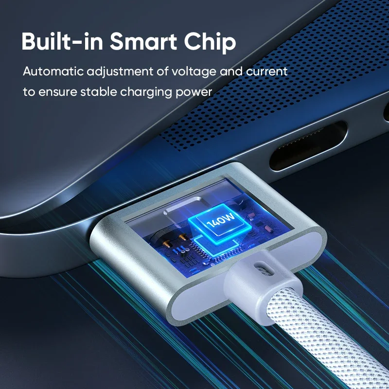 كابل AUFU USB C إلى مغناطيسي 3 لأجهزة الكمبيوتر المحمول 140 وات كابل مغناطيسي من النوع c لأجهزة MacBook Air Pro Mag-Safe 3 سلك شاحن 2 متر