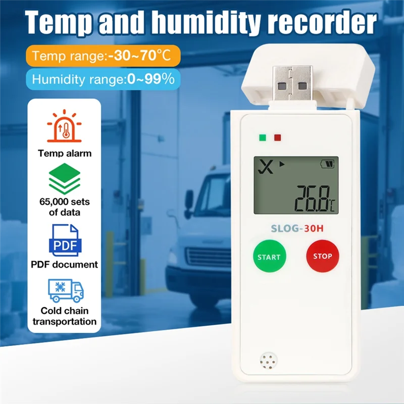 A93P USB Temperature Humidity Data Logger 65000 Points Recorder PDF Report Datalogger