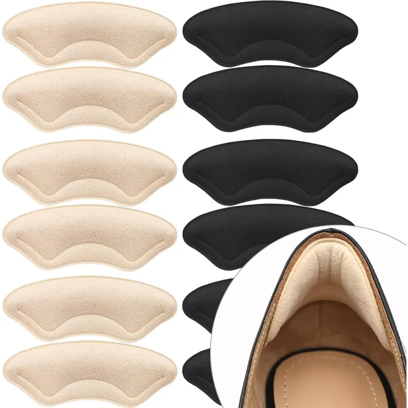6-Pack Self-Adhesive Heel Pads Inserts Protectors - Prevent Slippage Improve Fit & Comfort Ideal for Loose Shoes