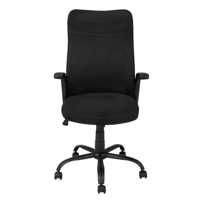 Ergonomic Adjustable Height Office Chair with Swivel Armrests - Modern Black Mesh and Metal Design for Computer Desk and