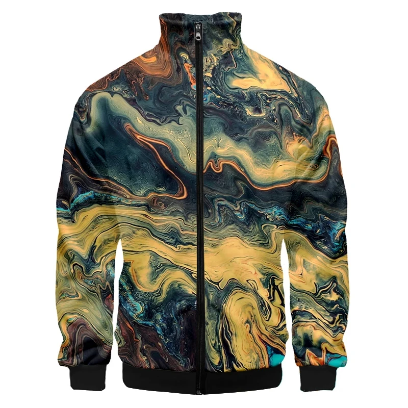 3D Printed Black White Gradient Paint Men's Zipper Jacket Summer Casual Motorcycle Coat Men's Clothing Handsome Man Tops Jackets