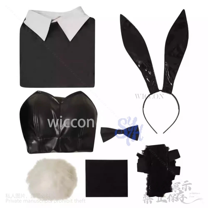 Anime My Dress Up Cosplay Kitagawa Marin Costume Sexy Bunny Rabbit Tail Pu Jumpsuit Jirai Kei Girls Kawaii Headband Halloween