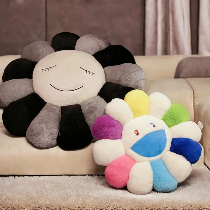 Cozy Sunflower Plush Cushion Creative Smile Rainbow Sunflower Cushion Sofa Decorative Pillow Bedroom Back Plush Accessories Gift