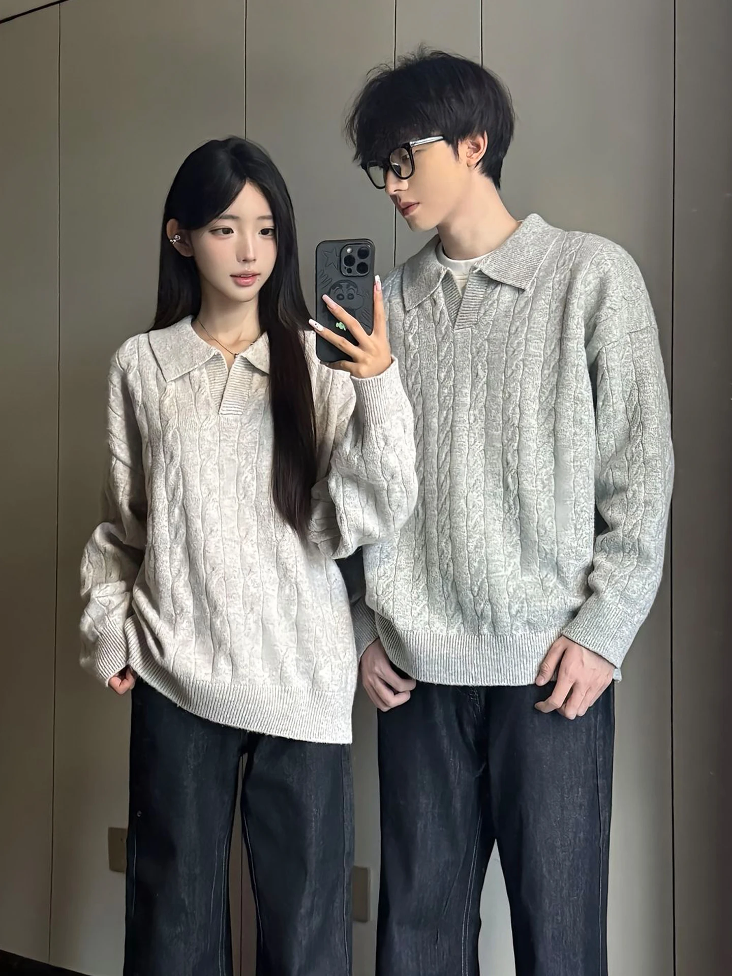 

Мужской вязаный свитер с воротником-стойкой и узором косы, в американском стиле, для ранней осени, мужская одежда, вязаная кофта/куртка