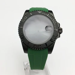 watch accessories 40mm case Black PVD Case Fit NH35/36 Mingzhu DG2813/3804 Miyota 8215/8205 rubber strap