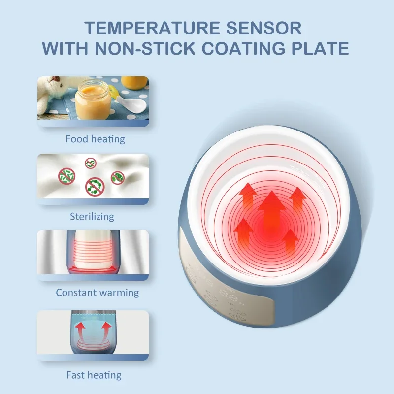 Aquecedor de mamadeira e esterilizador, Proteção contra queima seca, Alimentação única, Aquecimento, Design de moda, 4 em 1, 400W