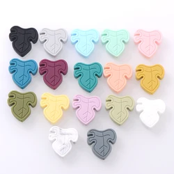 10Pcs/Lot 26x28mm Leaves Shape Beads Food Grade Silicone Teether Beads for Baby Pacifier Chain Necklace Accessories BPA Free