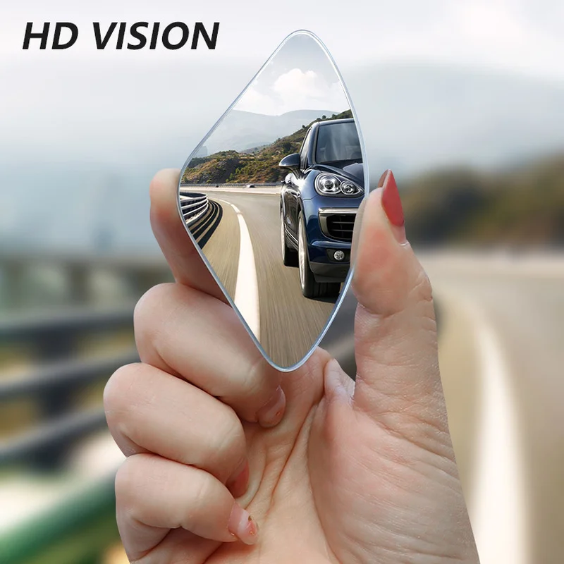 2pcs Car Blind Spot Mirrors Frameless 360 Degree Rotating Auxiliary Rearview Mirror Auto Motorcycle Wide Angle Sector Mirrors