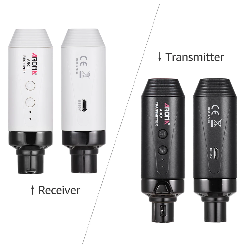 AROMA ARC1 microfono sistema ricevitore trasmissione Wireless 4 canali Max. 35m portata effettiva connessione XLR trasmissione UHF