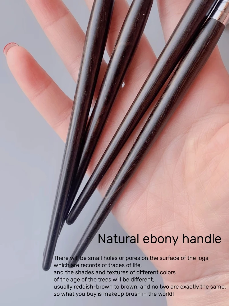 Brocha para mezclar sombra de ojos, pelo de cabra fino Natural de lujo, mango de ébano, brochas de maquillaje para sombra de ojos, herramientas de belleza