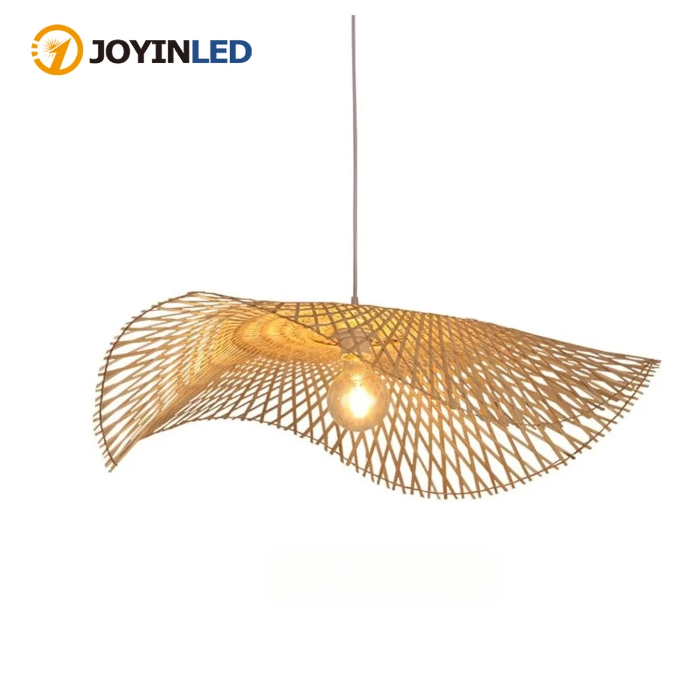 JOYINLED Bambus-Pendelleuchte, handgefertigt, gewebt, Plug-in-Pendelleuchte, dimmbar, 45/55 cm, für Zuhause, Bauernhaus, Esszimmer
