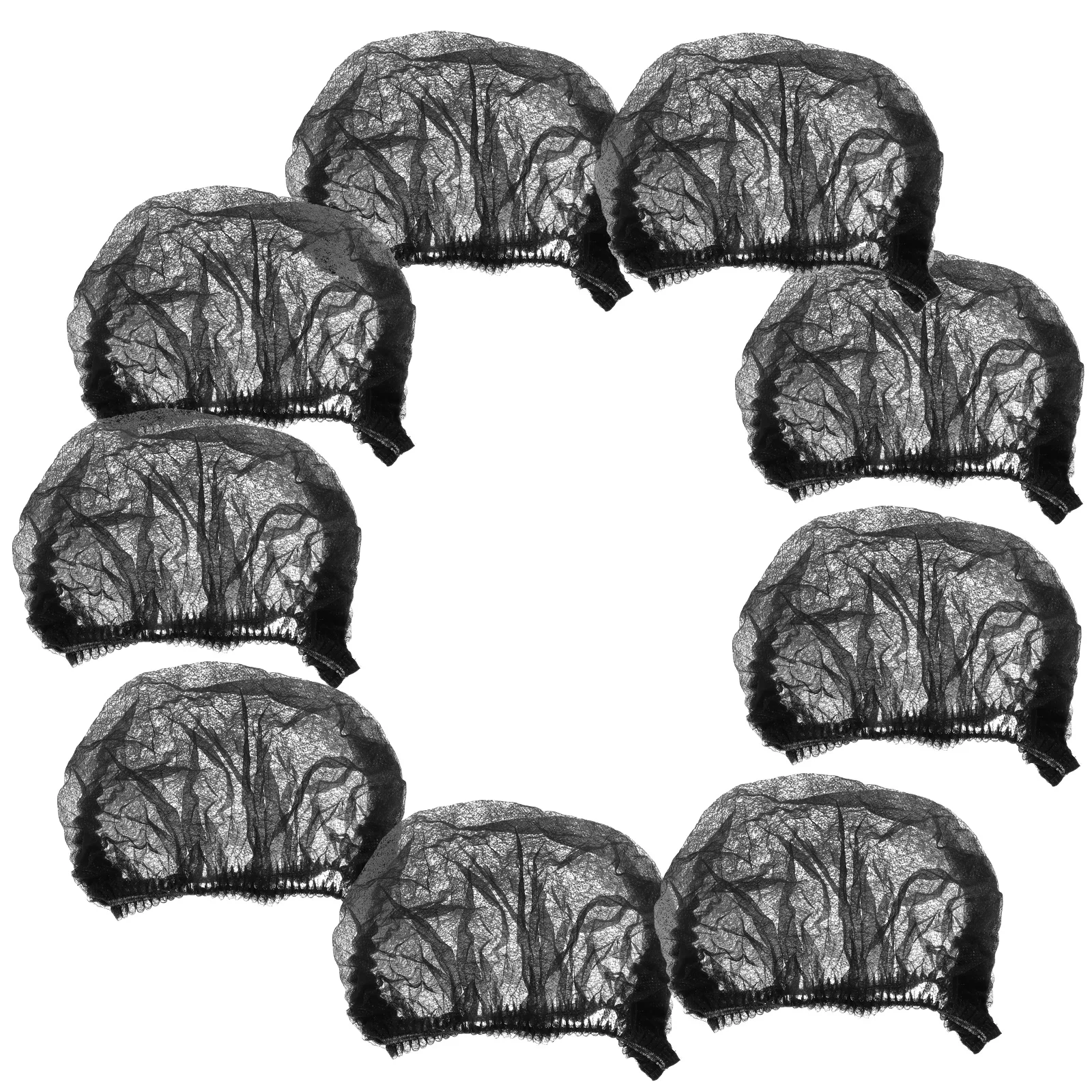 

100pcs Non-woven Disposable Disposable Shower Caps Mesh Hair Nets 21 Inch Mesh Hair Nets Black Food Service Kitchen Bar