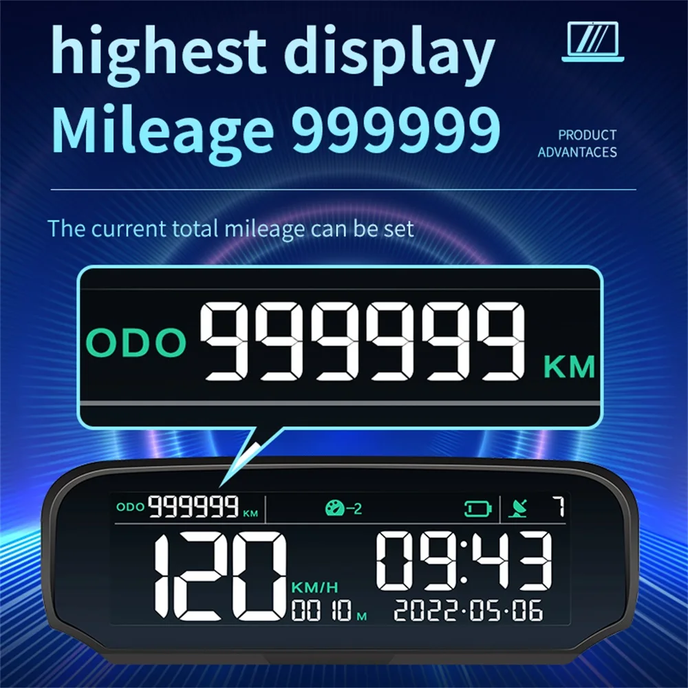 JGE X100 USB Connect HUD GPS Speed Time Altitude Total Mileage Number of satellites Speed Alarm Fatigue Driving Reminder