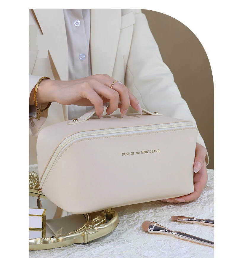 Borsa da toilette quadrata a sublimazione in pelle di grande capacità borse cosmetiche personalizzate da viaggio impermeabili da donna