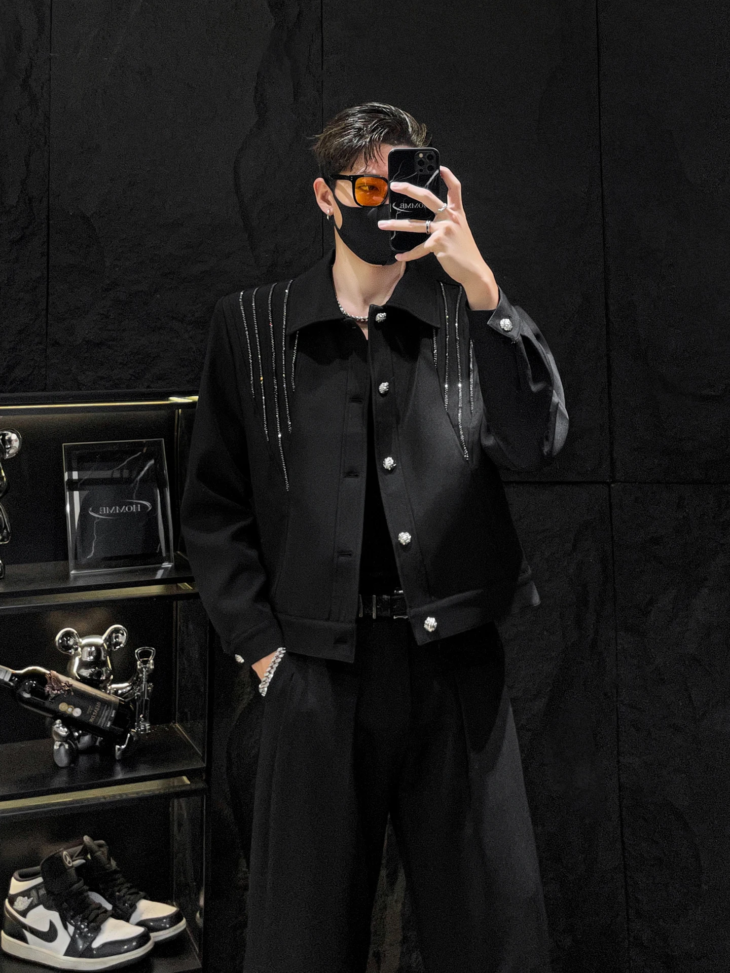 

Модный мужской костюм с мягкой подкладкой или подкладкой, осенний дизайн Sense Diamond Embedded, без остановки зеркала, моющийся универсальный топ