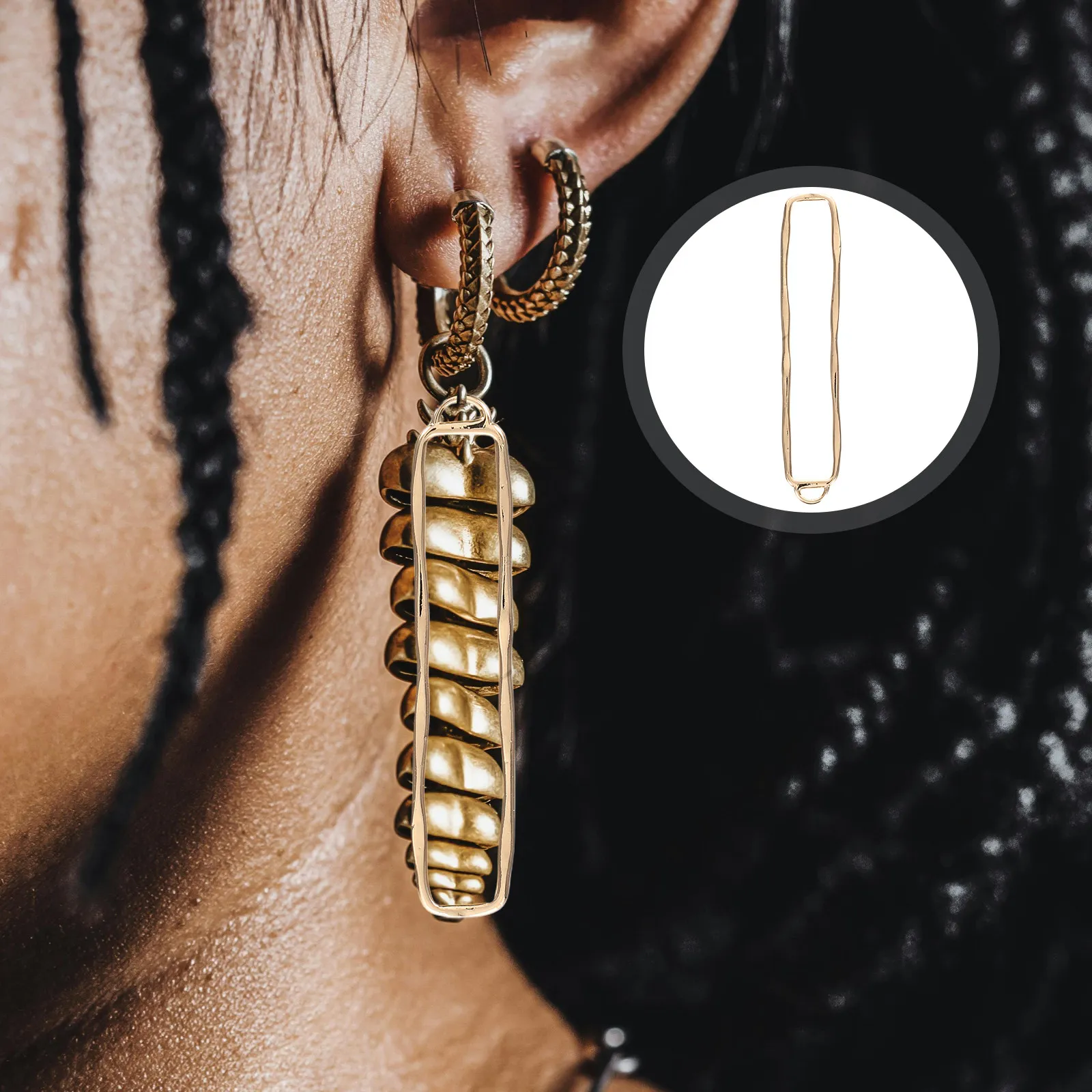 

4Pcs Gold-Filled Hollow Rectangular Frame Pendants for DIY Jewelry Making Lightweight Openwork Geometric Bezel Blanks Earring