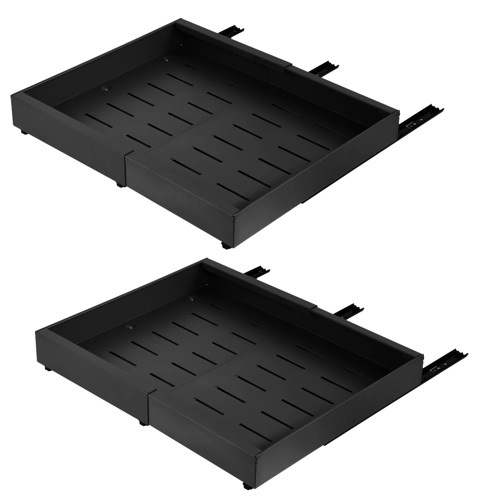 

Width (12.6"-19") Adjustable 2Pc Pull Out Shelves, Adhesive Mount Slide Out Drawers for Kitchen Cabinets and Bathroom Vanities