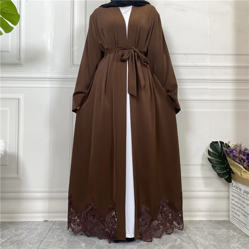 Eid Open Abaya Kimono Stickerei Muslimisches langes Hijab-Kleid Weiße schlichte Abayas für Frauen Dubai Türkei Kaftan Robe Islamische Kleidung