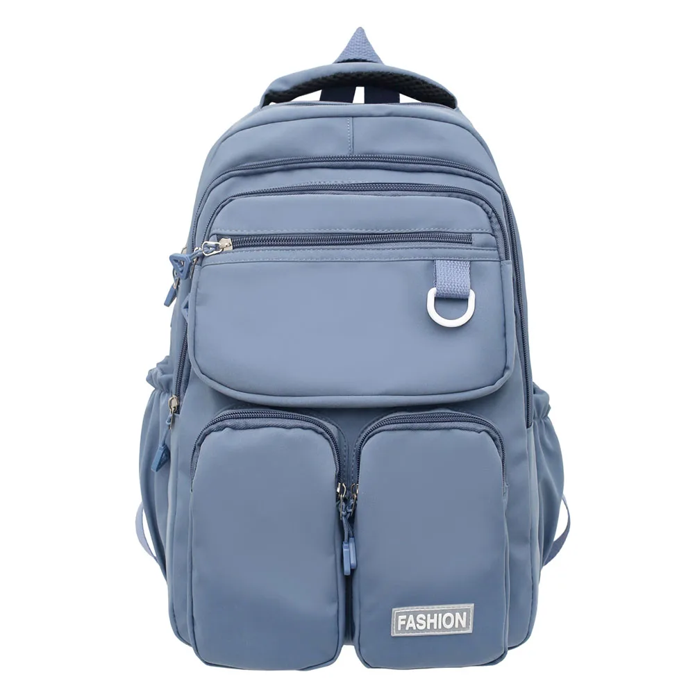 Mochila para laptop para meninas e meninos adolescentes, monocromática, grande capacidade, mochila impermeável, bolsos múltiplos, estudante universitária, na moda