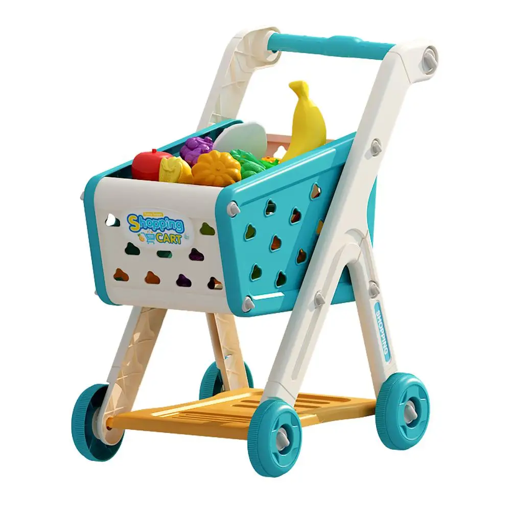 

26Pcs/set Shopping Cart Toy Baby Small Trolley Children Play House Fruit Kitchen Supermarket Boys and Girls Early Education Toys