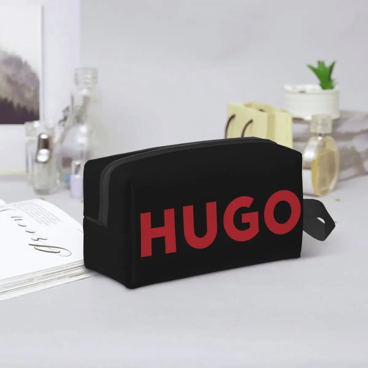 Bolsas de cosméticos de gran capacidad con logotipo de LETRA DE H-HUGO para mujer, bolsa de maquillaje de viaje, Kit de aseo