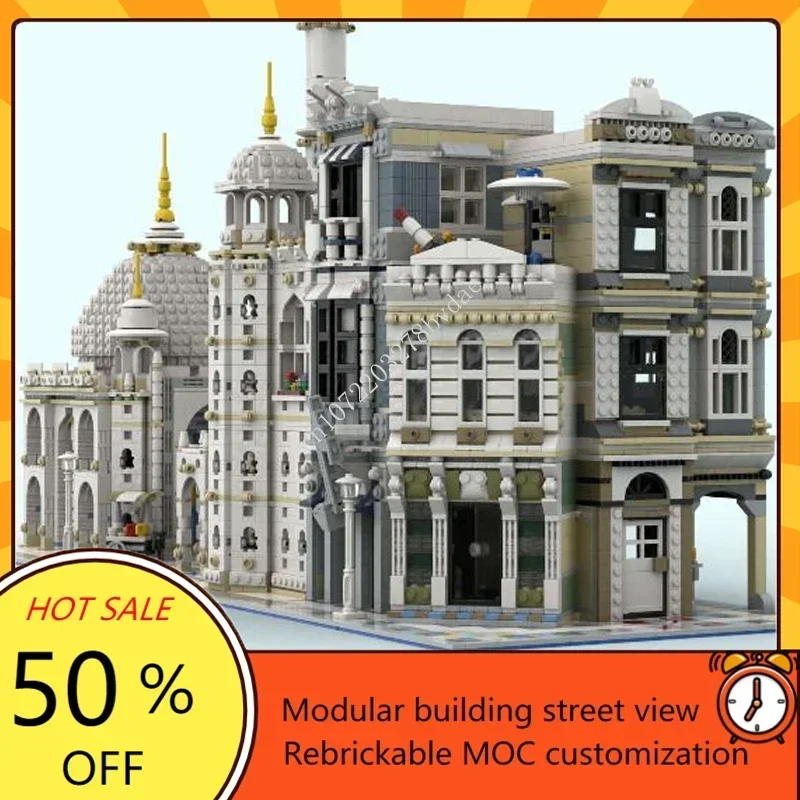 7048pcs kunden spezifische moc Moschee Eckhaus Gasse Gebäude Straßen ansicht Modell Bausteine Ziegel DIY Montage Spielzeug Weihnachts geschenke