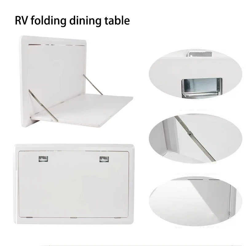 

RV Outdoor Lighted Folding Plastic External tilt Dining Table Shelf With Lock Apply To Motorhome Caravan Accessories