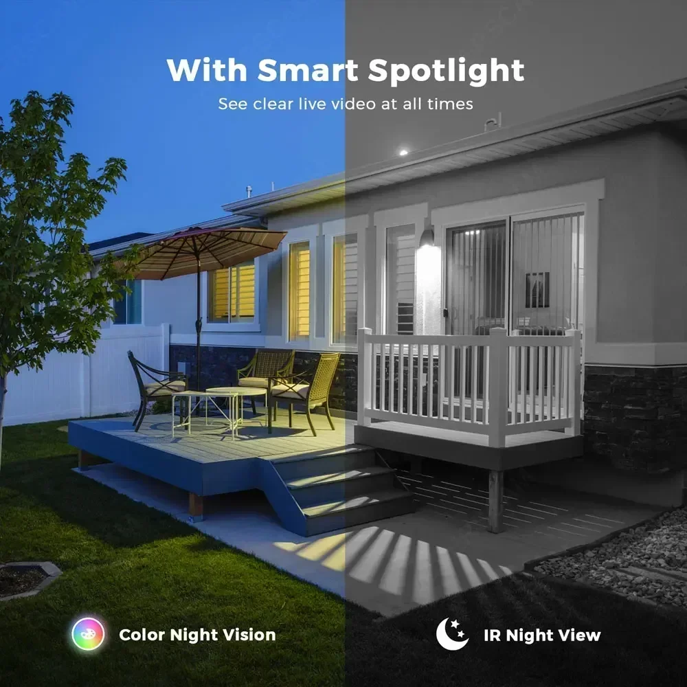 5MP WIFI Solar Surveillance Camera HD Human Detection Full Color Night Vision Two Way Audio Kit 4.39 Inch LCD Monitor ESeecloud