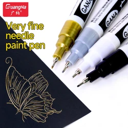 Stylo marqueur de peinture Guangna, stylo de coulée de peinture métallique, retouche en argent doré continu, peinture de modèle scolaire, bricolage, 1,2 pièces