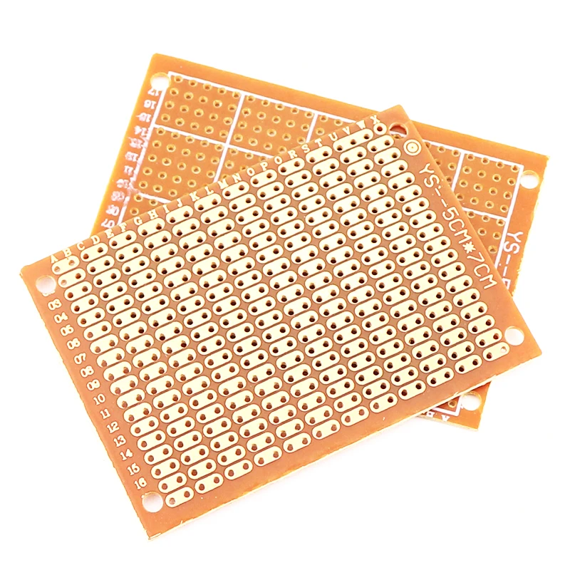 DIY 프로토타입 종이 PCB 범용 실험 매트릭스 회로 기판, 구멍 2 개, 5x7cm, 5 개