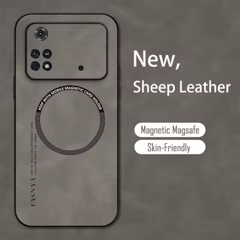 Sheepskin Feel Magnetic Leather Soft Phone Case For Magsafe Xiaomi Poco F3 F4 X3 X5 F5 M4 Pro X6 Pro Vintage Cover Cases