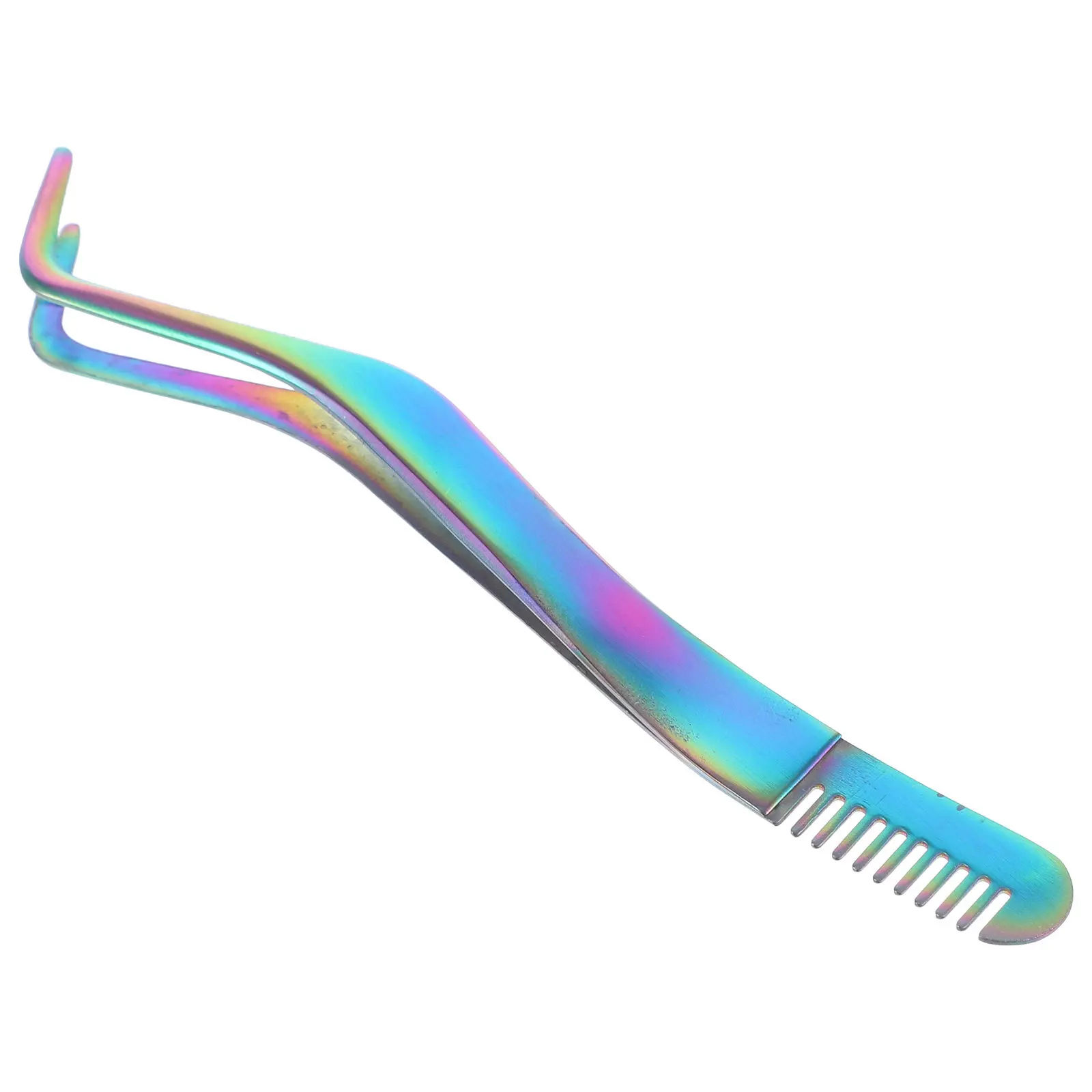 2 in 1 Stainless Steel Eyelash Extension Tweezer Comb Lash Tweezers Applicator Tool Convenient False Lash Application