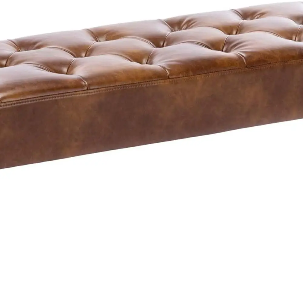 

Leather Tufted Ottoman Bench, Yellowish Brown Accent Stool for Bedroom, Living Room, and Entryway Customized