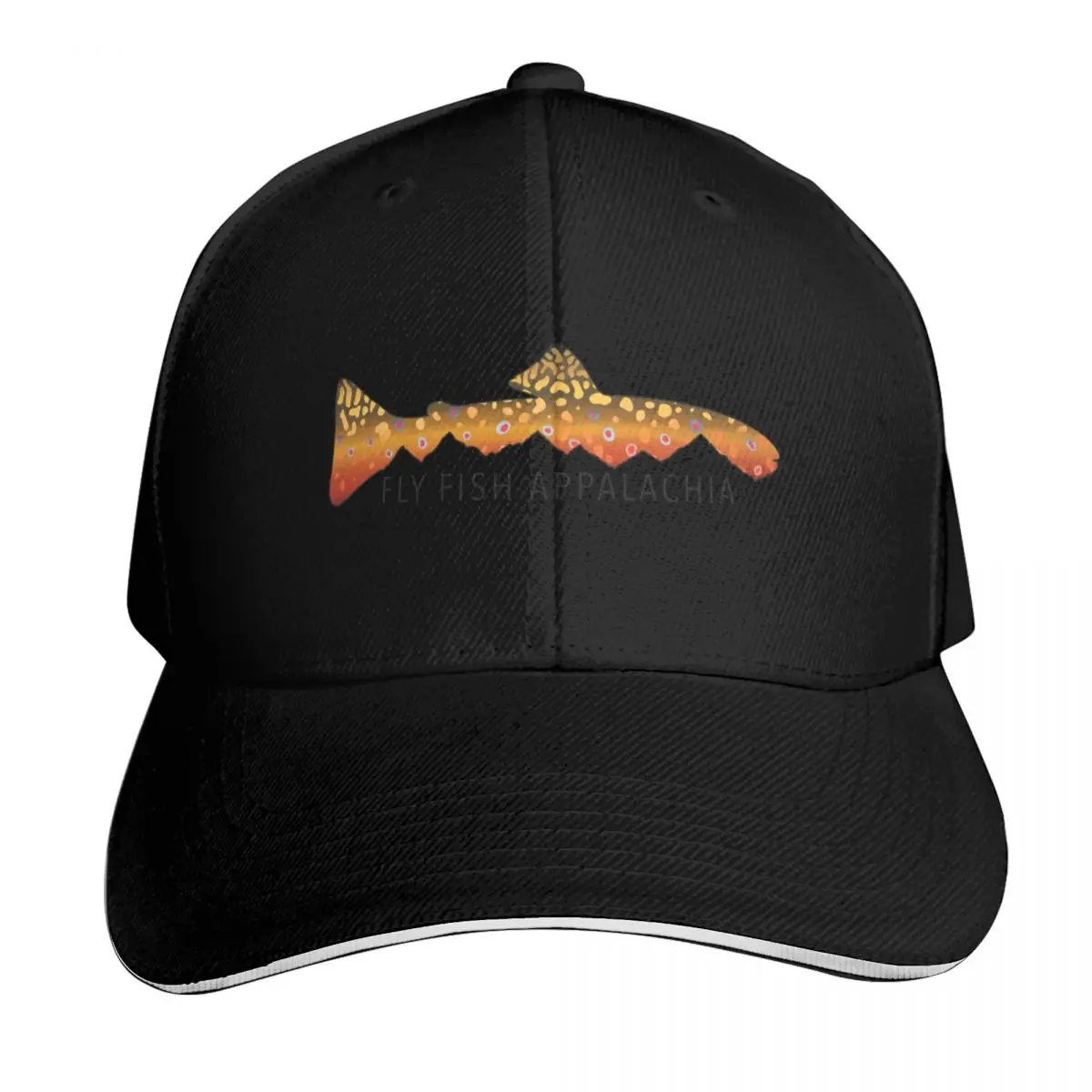 Fly fish Appalachia Baseball Cap Adjustable Buckle Closure Moisture Wicking Quick Dry Curved Brim Classic Fit